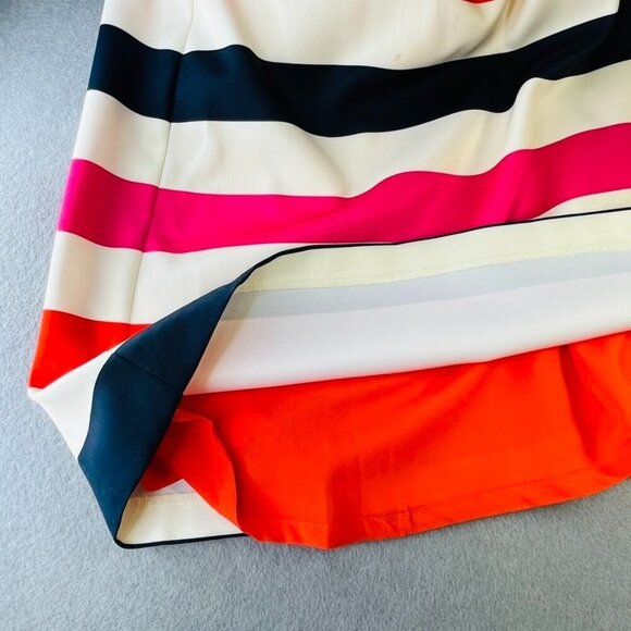 Vince Camuto Jewel Neck Sheath Dress Size 8 Multicolor Striped Sleeveless MIni - Picture 9 of 11